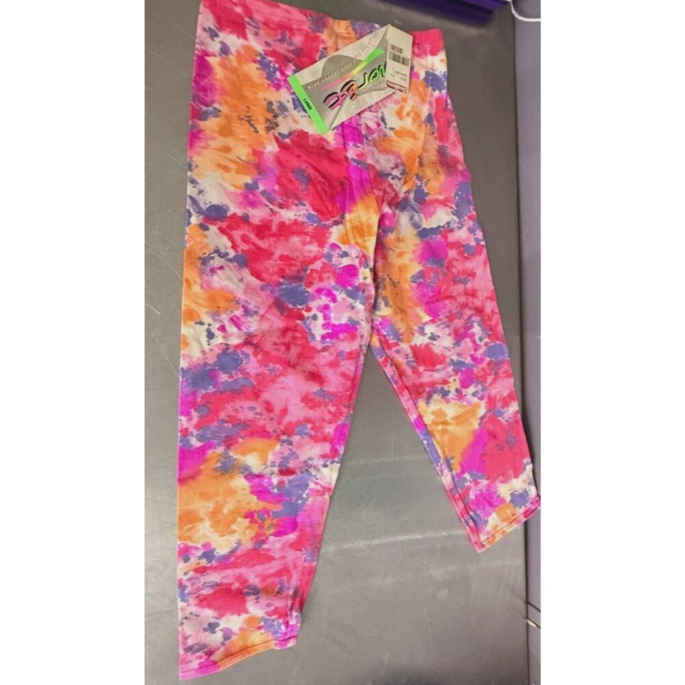 VTG Jacques Moret Leggings NWT Large Neon Abstract Pink Orange 90s Deadstock - Picture 2 of 5
